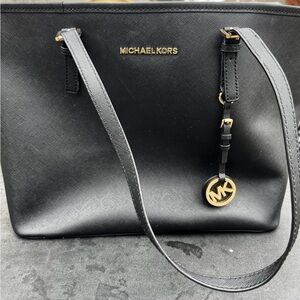 Michael Kors Black Tote with Gold Accents